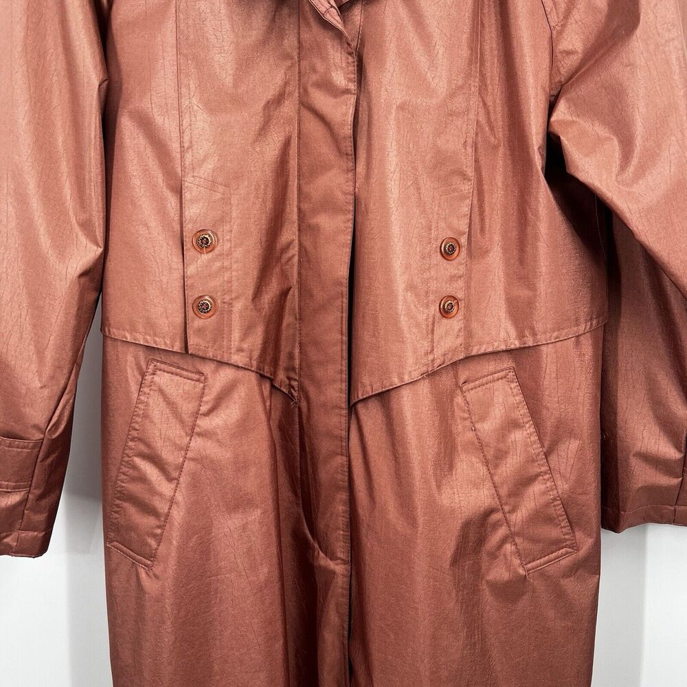 Laura Winston Rose Gold 3/4 Sleeve Single Breasted Trench Coat Classy 9/10 VTG - Picture 12 of 16